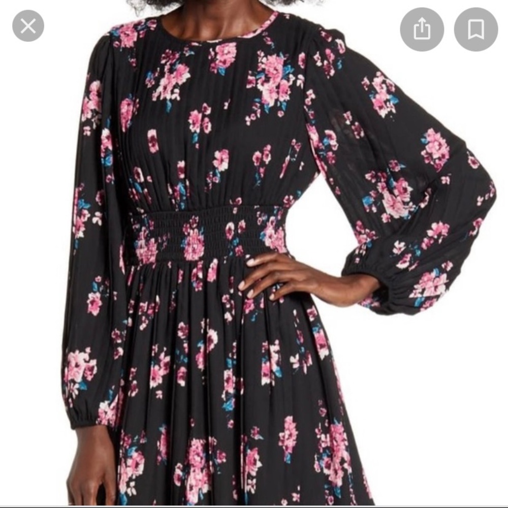 Leith Floral Pleated Mini Dress size Large